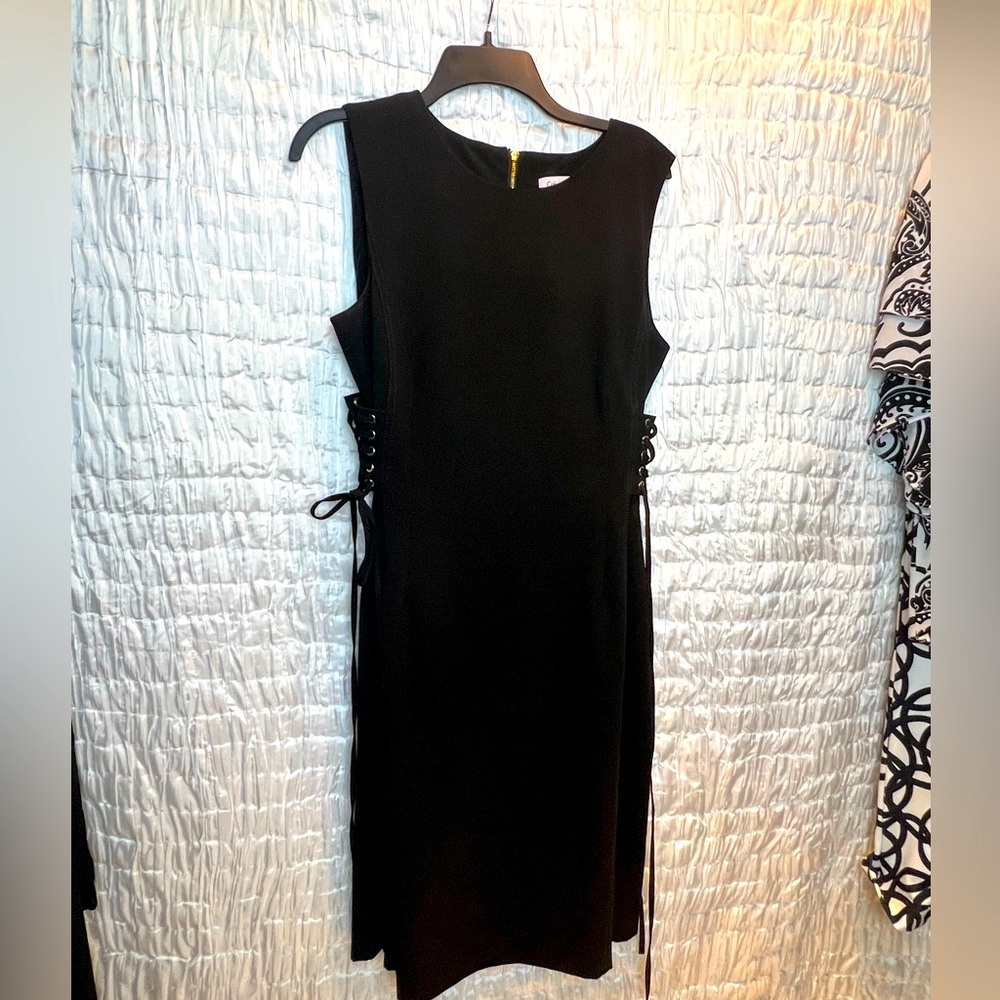 Sexy Black Calvin Klein Dress with Corset Side Ties
